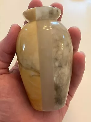 Marble Onyx Multi Stone 4  Bud Vase Beight Gray Cream Heavy • $30