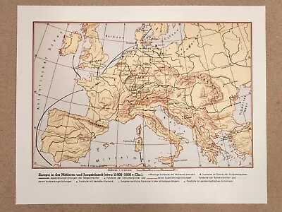 Mesolithic And Neolithic Europe Vintage German Map 8x10  • $19.95