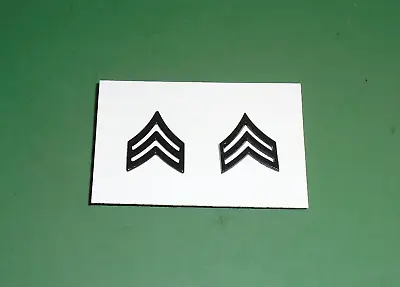 Pair Set US Army Sergeant SGT E5 Black Subdued Metal Rank Insignia Chevron Pins • $8.99