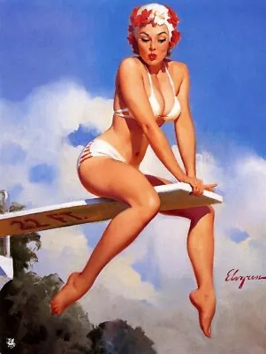 Gil Elvgren Vintage Girl Diving Board 11x14 Reproduction Giclee Print #148 • $15