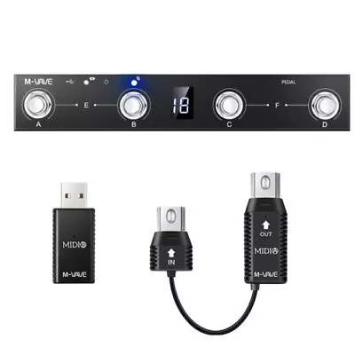 M-VAVE BT Wireless MIDI Foot Controller Pedal APP Control + MIDI Adapter C6N1 • $39.88