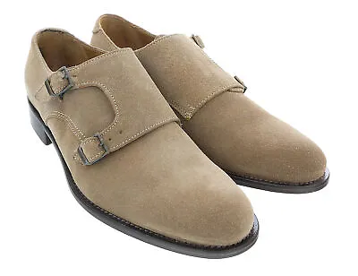 DANIELA FARGION Beige Leather Suede Double Monk Distressed Strap Shoes- • $59.99