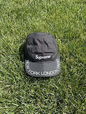 SUPREME Washed Twill Camp Cap Black Hat 5-Panel Bogo Box Logo • $50
