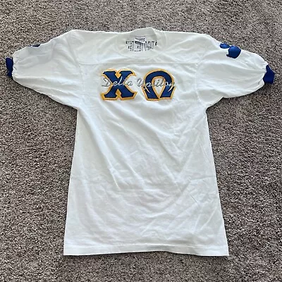 $29.99 • Buy Vintage 80s Chi Omega Sorority T Shirt Size Small Made In USA Blue White