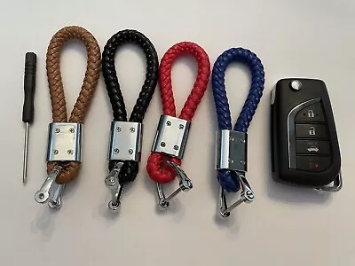 Key Chain Holder For Chevrolet Malibu Keychain Woven Leather Strap Keyfob Ring • $24.99