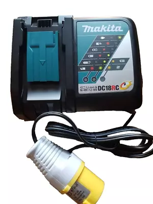 Makita DC18RC 10.8-18V Lithium-Ion Rapid Battery Charger 110 Volt UK Site Plug • £49.99