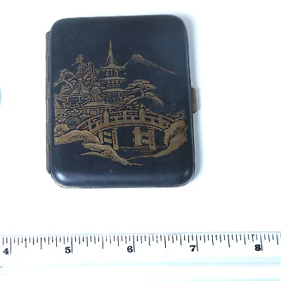 Japanese Small Komai Style Gold Damascene Cigarette Case  2 1/2  X 3 1/8  VTG • $120