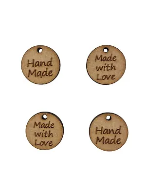 20x Hand Made With Love Tags 2cm Wood Craft Embelishments Laser Cut Shape MDF • £3.15