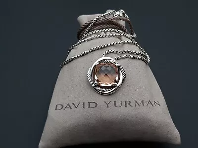 David Yurman Infinity 14mm Morganite Pendant Necklace 17 In Sterling Silver 925 • $210