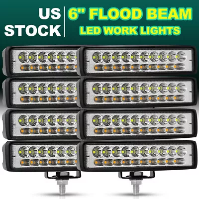 8x 6inch 60W LED Work Lights Flood Beam Light Bar SUV ATV Offroad Driving • $56.99