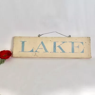 Vintage Lake House Wall Decor Sign Handmade Wooden Plaque Painted Shabby Cottage • $26.88