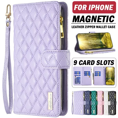 $10.99 • Buy For IPhone 14 13 12 11 Pro Max XS 8/7 Plus Case Wallet Leather Zipper Flip Cover