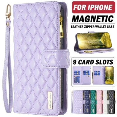 For IPhone 15 14 13 12 11 Pro Max X 8 Plus Case Wallet Leather Zipper Flip Cover • $19.99