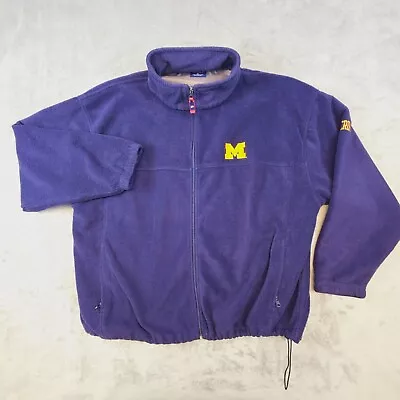 Michigan Wolverines Fleece Jacket Men's 2XL Blue Full Zip Lined Pro Player • $29.89