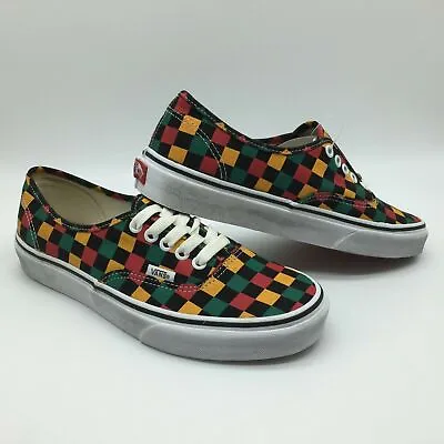 Vans Authentic Mens Shoes (NEW) Washed CHECKERS Checkerboard 420 Rasta FREE SHIP • $44.49