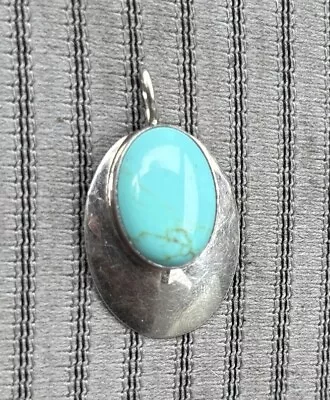 Vintage Navajo Sterling Silver Turquoise Sleeping Beauty Pendant Ronnie Willie • $59.99