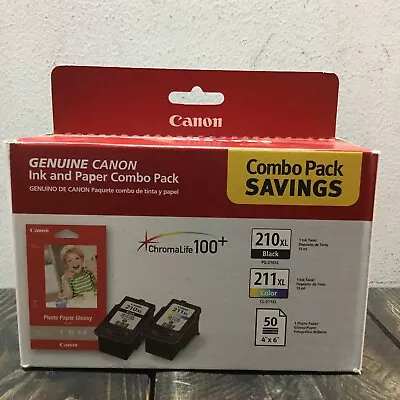 Canon PG 210XL Black & CL 211XL Color Ink Cartridges & 50 Photo Paper • $39.99