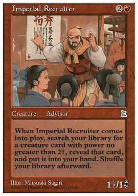 MTG Magic The Gathering Imperial Recruiter (113/180) Portal Three Kingdoms NM • $139.95