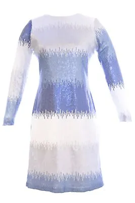 VON VONNI Women's Burch Open Back Blue Reflection Sequined Dress Sz S $298 NEW • $32.75
