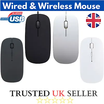 £3.95 • Buy Wired USB Optical Scroll Mice Wireless Mouse Gaming Led For PC Laptop Computer 