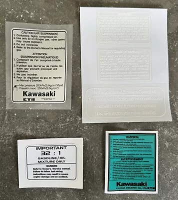 Kawasaki 1986 KX80 Reproduction Safety WARNING Decal Set / Sticker Kit • $55