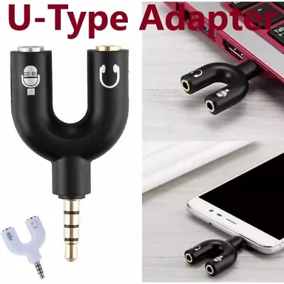 3.5mm Headset Adapter U-Splitter Jack Separate Audio And Mic Headphone Aux Lead. • £1.99