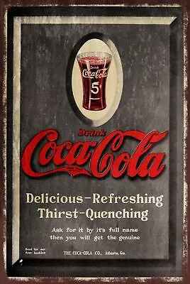 Coca-Cola Grey Advert Vintage Retro Style Metal Sign Cafe Bar Pub Soft Drink • £3.49