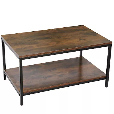 2-Tier Industrial Coffee Table Rectangle TV Stand Side End Table W/Storage Shelf • $47.58
