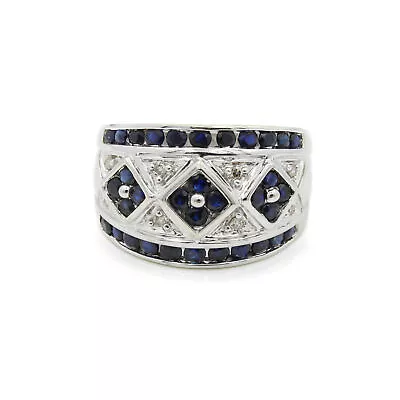 Alwand Vahan 14k White Gold Blue Sapphire & Diamond Ring Size 7 #JB156-4 • $825