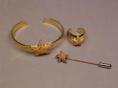 Vintage Sarah Coventry  Sea Star  (1977) Bracelet/Stick Pin/Ring Set • $5