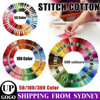 50-300 Coloured Egyptian Cotton Embroidery Cross Stitch Thread Floss Hand Skeins • $28.95