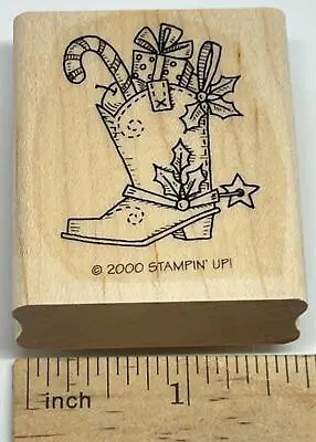 Stampin Up Rubber Stamp Cowboy Boot Western Stocking Christmas Card Making Craft • $4.95