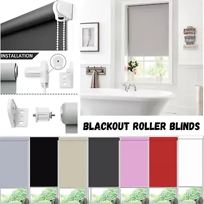 100% Blackout Roller Blinds: Thermal UV-Proof Easy Install Child-Safe Clips • £15.50