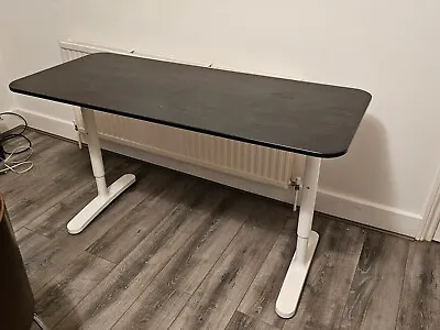IKEA BEKANT Computer Desk Black Stained Ash Veneer/white 140x60 Cm • £65
