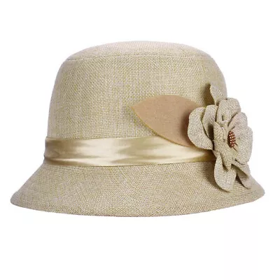 2015 Flax Cap Hat Billycock Fashion Bowler Women Flower Black Ponytail Cap • $16