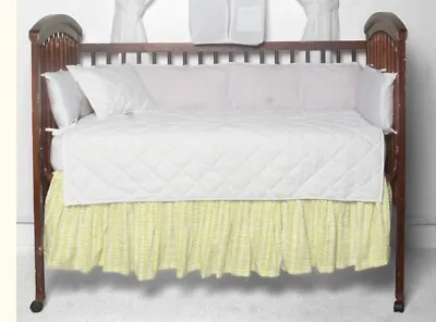 Pale Yellow & White Gingham Check Crib Bed Skirt 28  X 53 -Drop-13  • $23.99