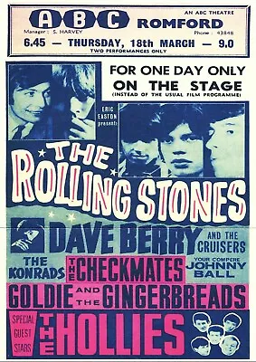£15.99 • Buy Reproduction The Rolling Stones  ABC Romford  Poster, Home Wall Art, Size: A2