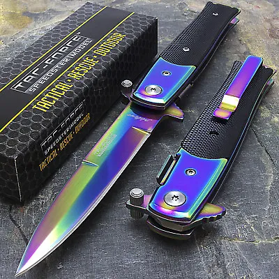 8.5  TAC FORCE RAINBOW SPRING ASSISTED TACTICAL FOLDING POCKET KNIFE EDC Open • $7.95