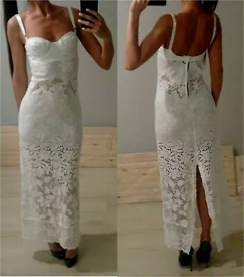 AUTH Vintage Dolce&Gabbana D&G Sheer Ivory White Crochet Gown Dress 38it 2 US S • $1300