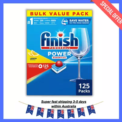 Finish Power Essential Dishwashing Tablets Lemon Sparkle 125 Tablets • $48.39