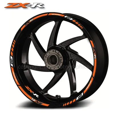 £27.48 • Buy ZX-R ZX10R Motorcycle Wheel Decals Rim Stickers Stripes ZX6R ZX9R Zxr Orange