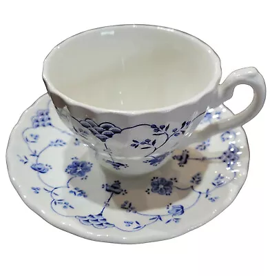 Vintage Myott Finlandia Cup And Saucer Staffordshire England 1982 Blue & White • $7.95