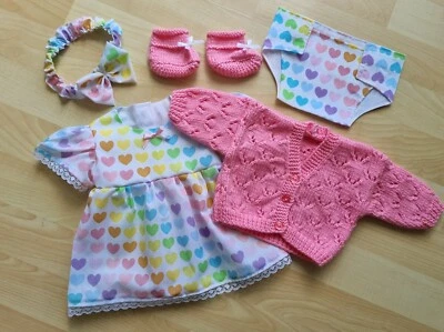 £13.99 • Buy Baby Annabell /Luvabella 17 To 19 Inch Dolls 5 Pce Pastel Hearts Dress Set (44)