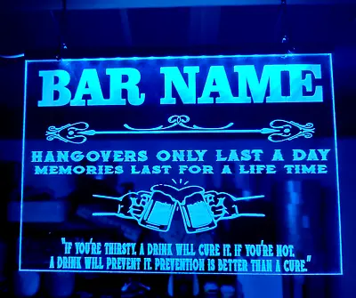 Bar Pub LED Sign -  Personalised Man Cave Pub Garden Bar Light Up Led Beer Neon • £27.99