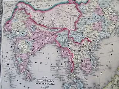 Southeast Asia British India China Cambodia Vietnam Thailand 1860 Mitchell Map • $76.50