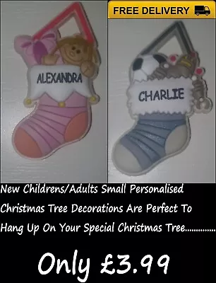 Children's Personalised Rubber Boy/Girl Names Christmas Tree Hanging Decorations • £3.99