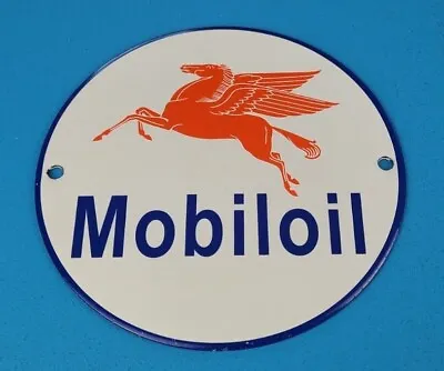 Vintage Mobil Oil Gasoline Porcelain Gas 6  Service Station Pump Pegasus Sign • $122.17