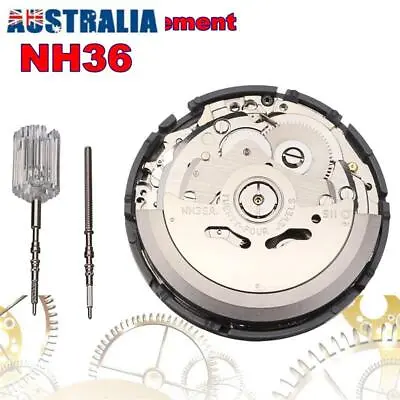 Automatic Watch Movement & Stem - Hacking & Hand Winding For NH36 Movement Parts • $83.95