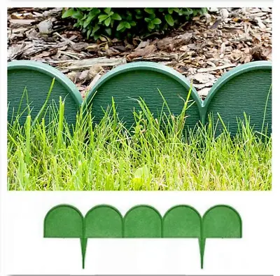 20x Garden Plastic Fences Panels Boarder Flower Grass Lawn Green Palisade 10m • £19.99