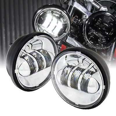 Chrome 4.5” OSRAM LED Fog Passing Lamp Light Kit For Harley Davidson Electra Etc • $49.99